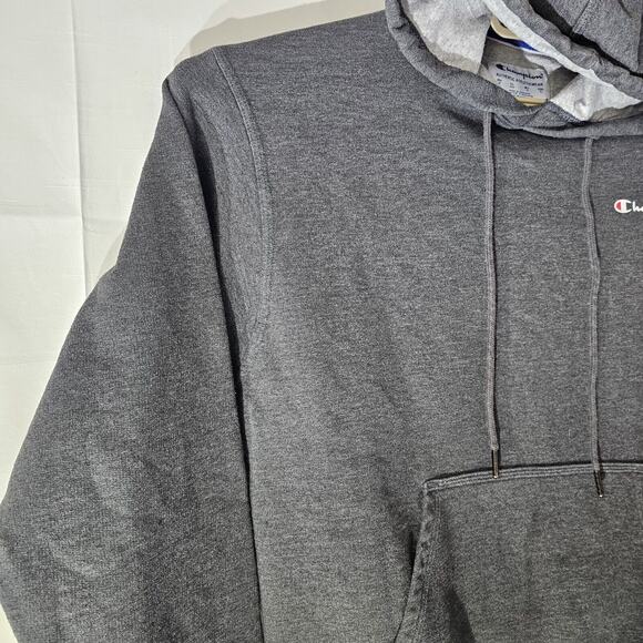 Champion Pullover Sweatshirt Hoodie Adult Medium Gray Hooded Pocket Athletic - Picture 2 of 10